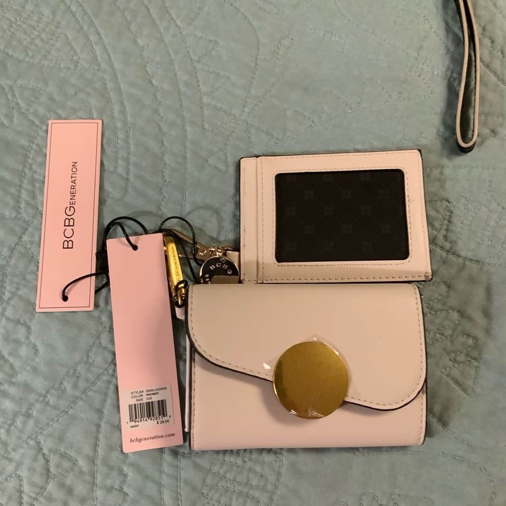 BCBGeneration Cream and Gold Women's Wallet and id Holder
